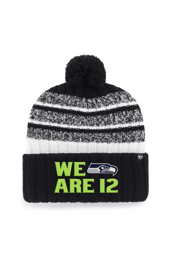 Men's '47 Black Seattle Seahawks Local Cuffed Knit Hat with Pom