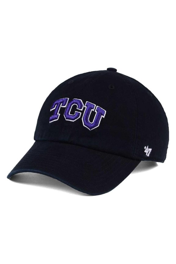 Men's '47 Black TCU Horned Frogs Clean Up Adjustable Hat