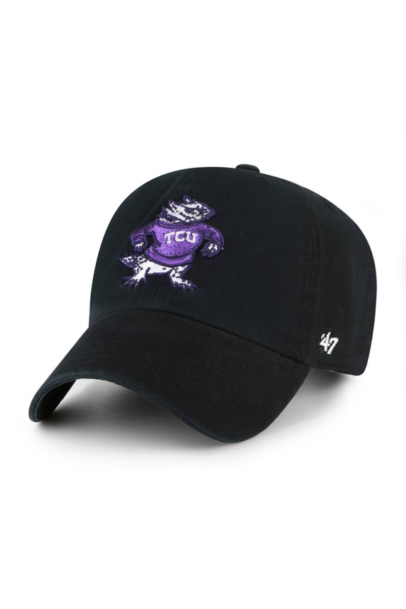 Men's '47 Black TCU Horned Frogs Vault Clean Up Adjustable Hat