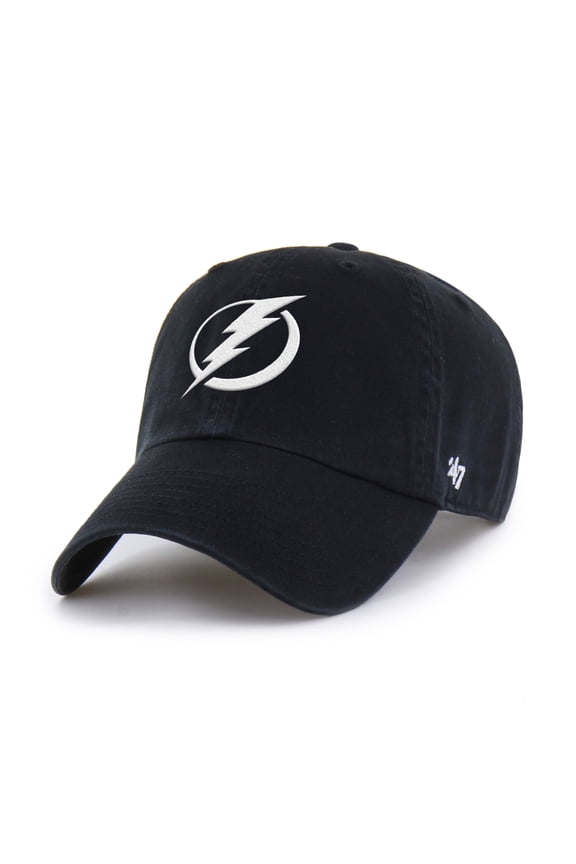 Men's '47 Black Tampa Bay Lightning Logo Clean Up Adjustable Hat