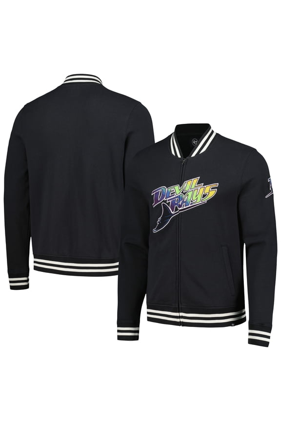 Men's '47 Black Tampa Bay Rays Wax Pack Pro Camden Full-Zip Track Jacket