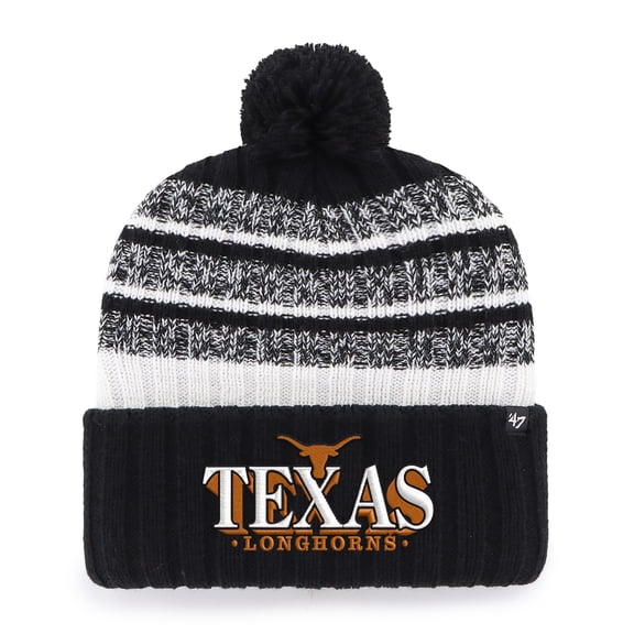 Men's '47 Black Texas Longhorns Tavern Cuffed Knit Hat with Pom