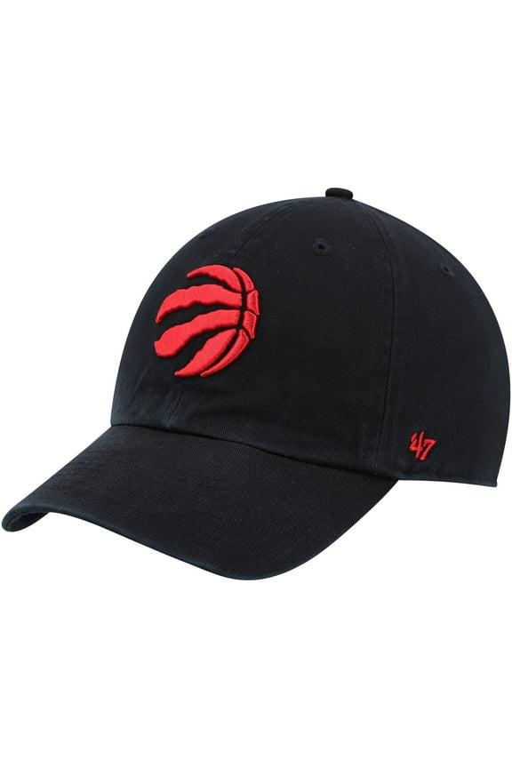 Men's '47 Black Toronto Raptors Core Logo Clean Up Adjustable Hat