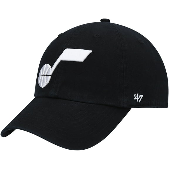 Men's '47 Black Utah Jazz Core Logo Clean Up Adjustable Hat