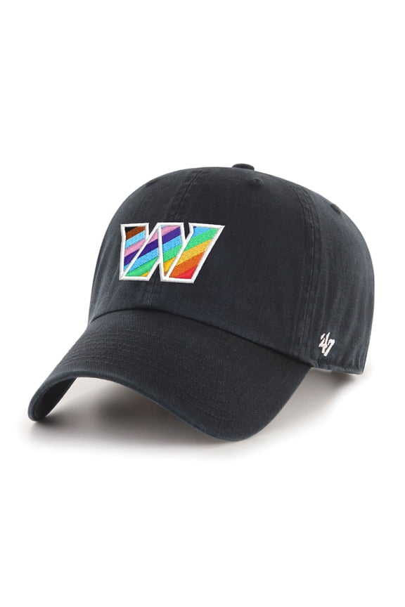 Men's '47 Black Washington Commanders Logo Pride Clean Up Adjustable Hat