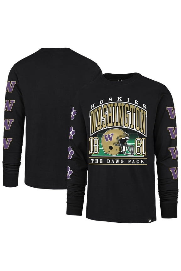 Men's '47  Black Washington Huskies Go Big Long Sleeve T-Shirt