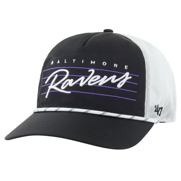 Men's '47 Black/White Baltimore Ravens Downburst Relaxed Hitch Trucker Adjustable Hat