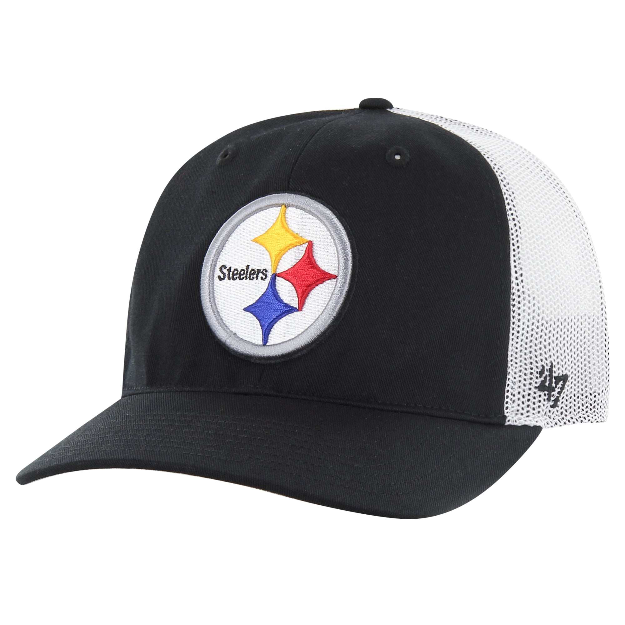Men's '47 Black/White Pittsburgh Steelers Team Unstructured Trucker Adjustable Hat
