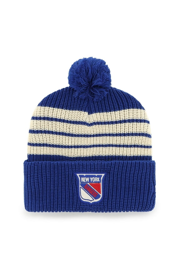 Men's '47 Blue New York Rangers Old Time Hockey Barn Cuffed Knit Hat with Pom