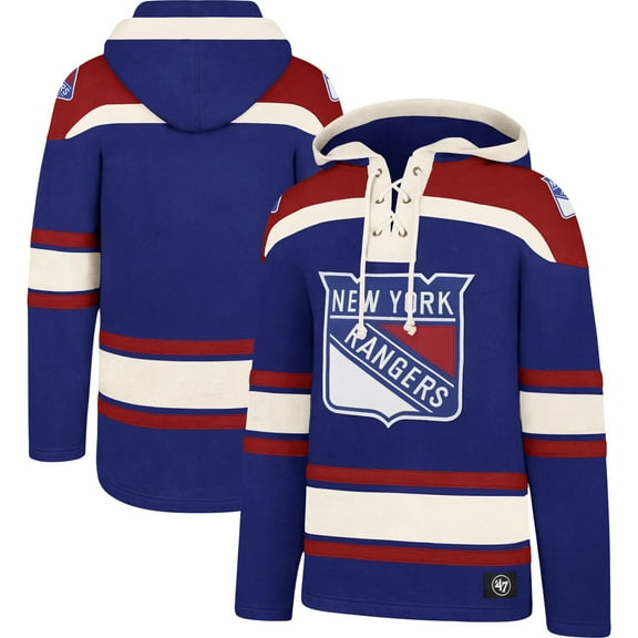 Men's '47  Blue New York Rangers Superior Lacer Hoodie