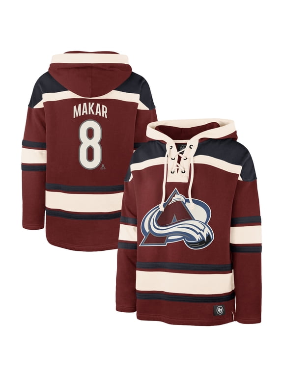 Men's '47 Cale Makar Burgundy Colorado Avalanche Player Name & Number Lacer Hoodie