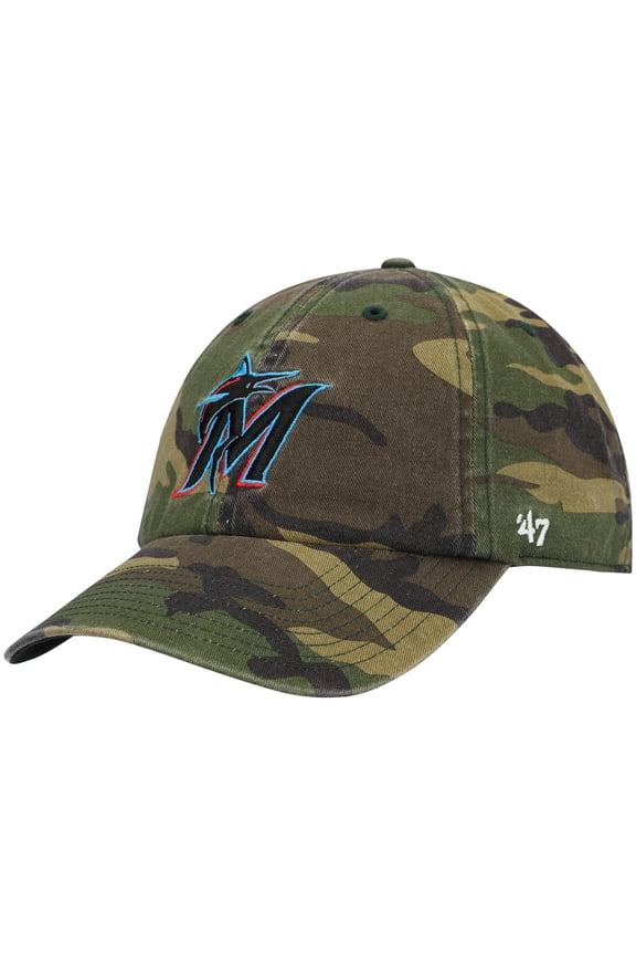 Men's '47 Camo Miami Marlins Team Clean Up Adjustable Hat