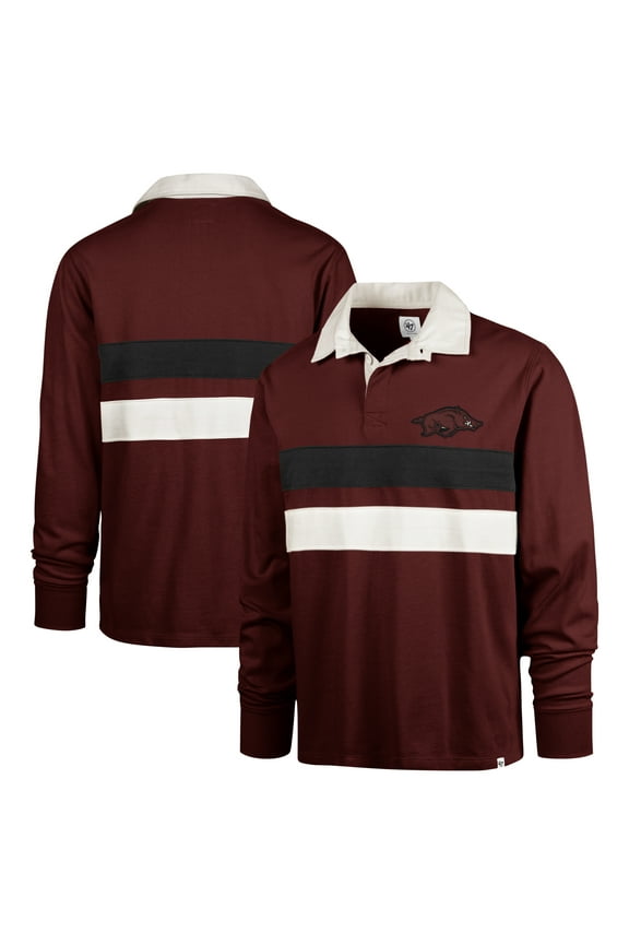 Men's '47 Cardinal Arkansas Razorbacks Clubhouse Knox Thames Long Sleeve Rugby Polo