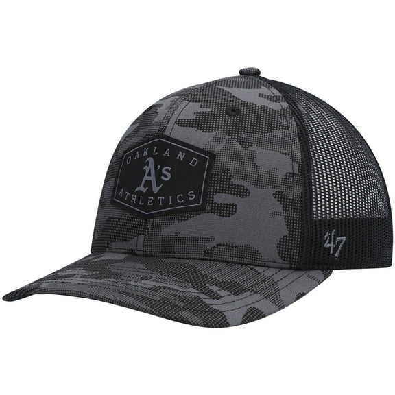 Men's '47 Charcoal Oakland Athletics Tonal Camo Convoy Trucker Snapback Hat