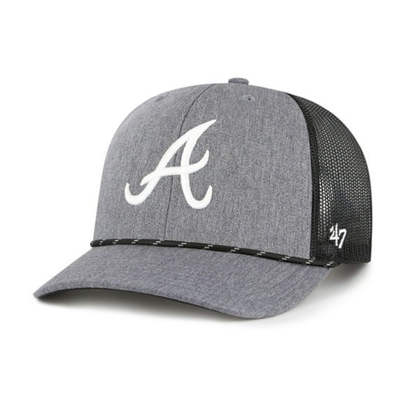 Men's '47 Charcoal Atlanta Braves Carbon Rope Trucker Adjustable Hat