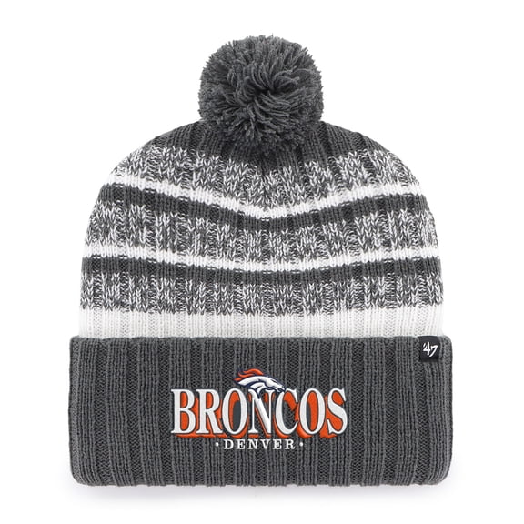 Men's '47  Charcoal Denver Broncos Region Tavern Cuffed Knit Hat with Pom