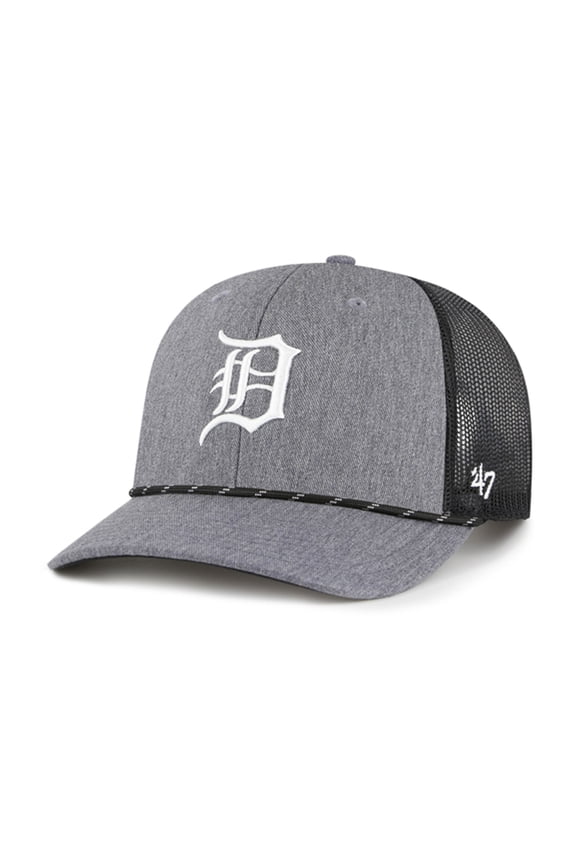 Men's '47 Charcoal Detroit Tigers Carbon Rope Trucker Adjustable Hat
