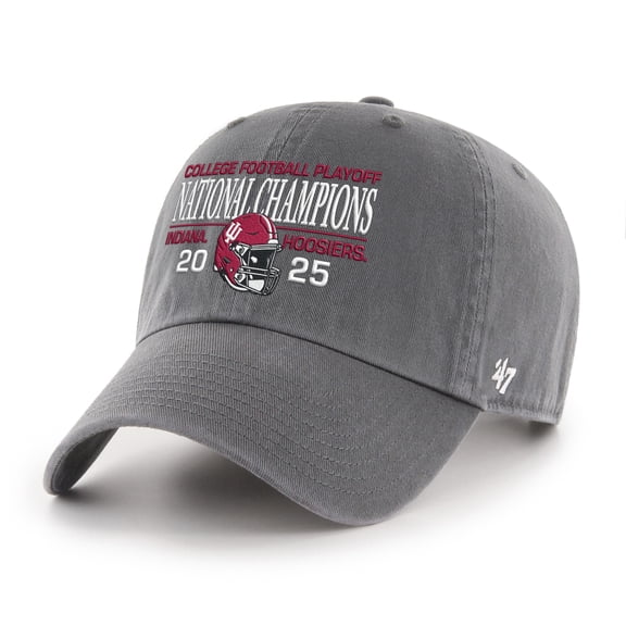 Men's '47  Charcoal Indiana Hoosiers College Football Playoff 2025 National Champions Clean Up Adjustable Hat