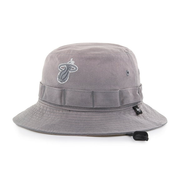 Men's-'47 Charcoal Miami Heat Buxton Garment Washed Bucket Hat