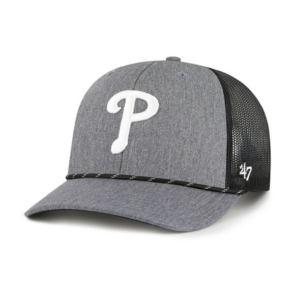 Men's '47 Charcoal Philadelphia Phillies Carbon Rope Trucker Adjustable Hat