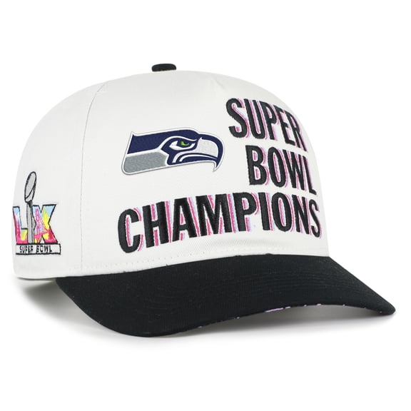 Men's '47 Cream/Black Seattle Seahawks Super Bowl LX Champions Side Patch Hitch Adjustable Hat