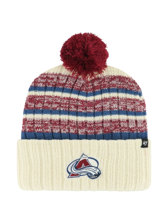 Men's '47 Cream Colorado Avalanche Tavern Cuffed Knit Hat with Pom