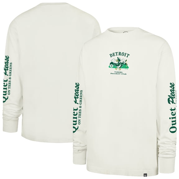 Men's '47 Cream Detroit Tigers Quiet Please Foundation Long Sleeve T-Shirt