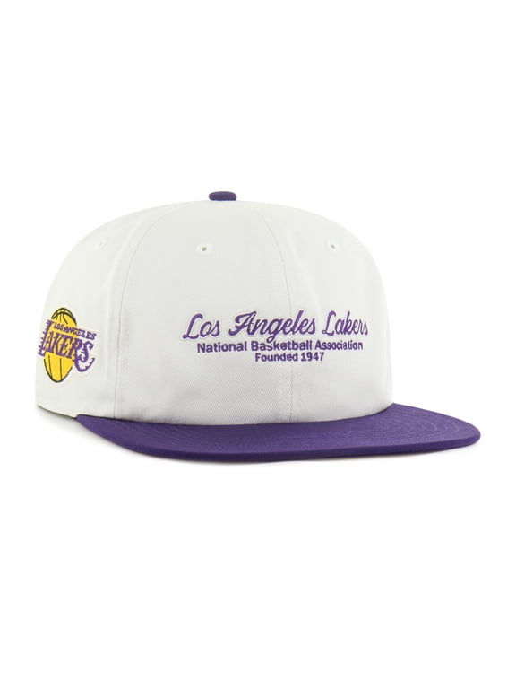 Men's '47 Cream Los Angeles Lakers Script Stack Captain Snapback Hat