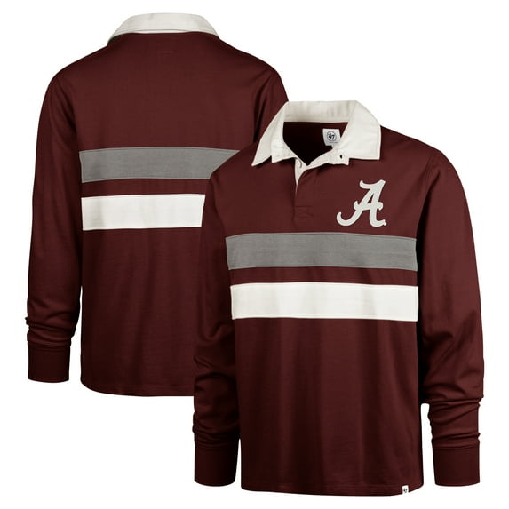 Men's '47 Crimson Alabama Crimson Tide Clubhouse Knox Thames Long Sleeve Rugby Polo