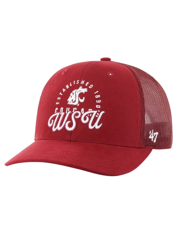 Men's '47 Crimson Washington State Cougars Pitstop Trucker Adjustable Hat