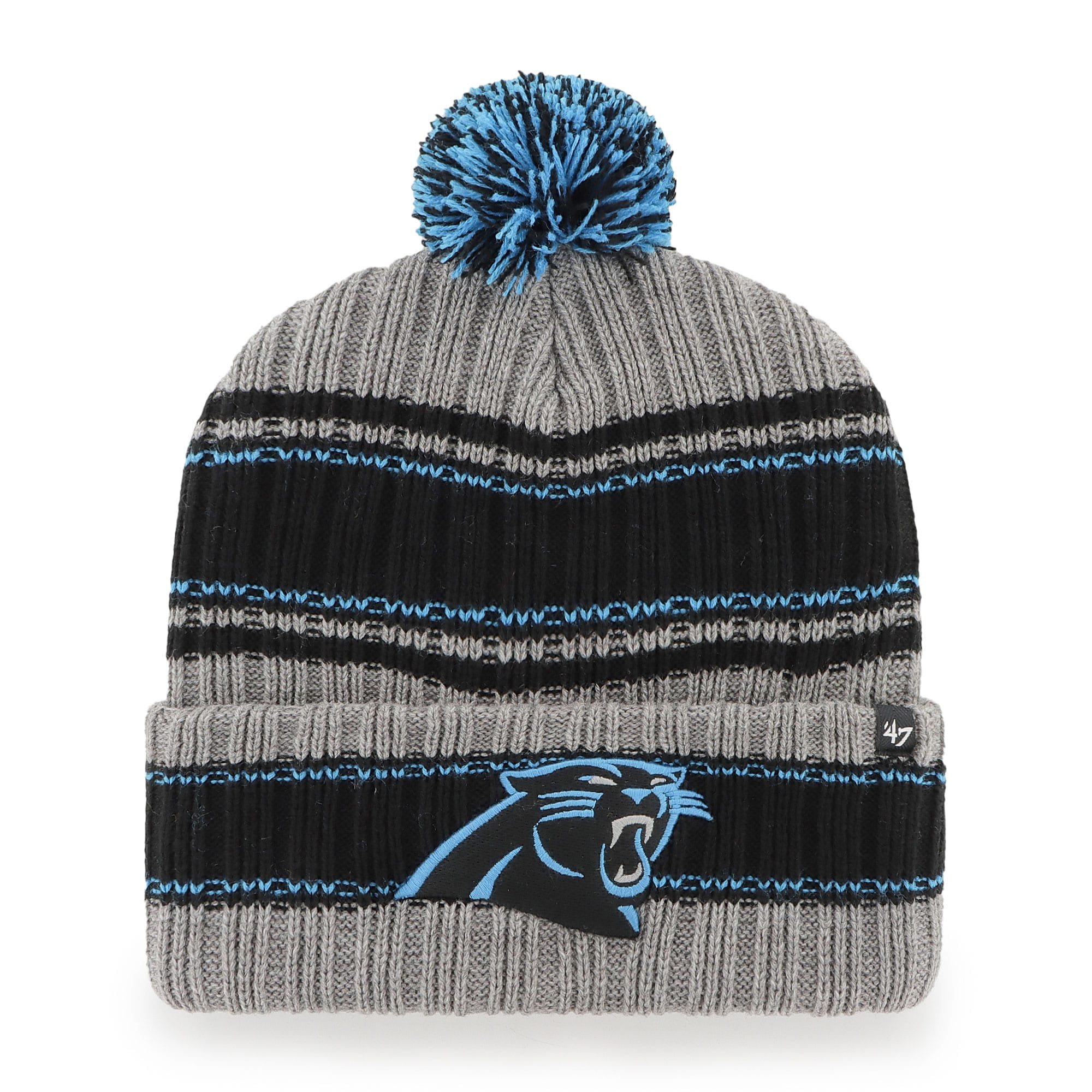 Men's '47 Graphite Carolina Panthers Rexford Cuffed Knit Hat with Pom