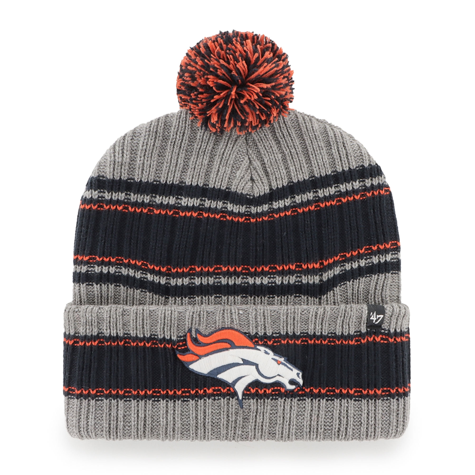 Men's '47  Graphite Denver Broncos Rexford Cuffed Knit Hat with Pom