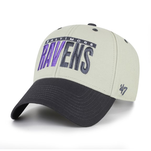 Men's '47 Gray/Black Baltimore Ravens Half Block Text MVP Adjustable Hat