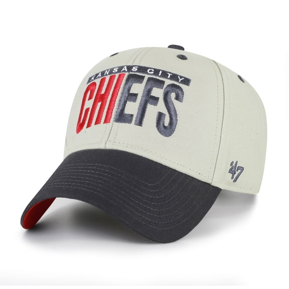 Men's '47 Gray/Black Kansas City Chiefs Half Block Text MVP Adjustable Hat