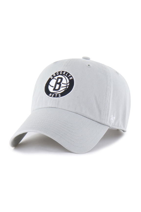 Men's '47 Gray Brooklyn Nets Core Logo Clean Up Adjustable Hat