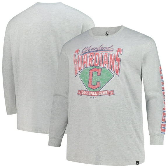 Men's-'47  Gray Cleveland Guardians Big & Tall Distressed Franklin Long Sleeve T-Shirt