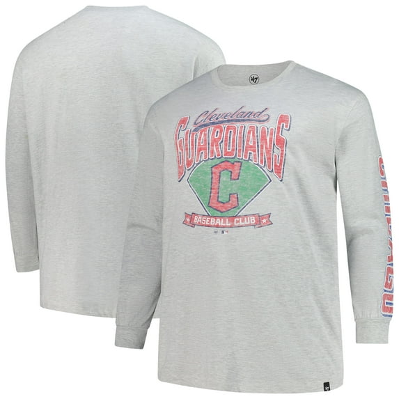 Men's-'47 Gray Cleveland Guardians Big & Tall Distressed Franklin Long Sleeve T-Shirt