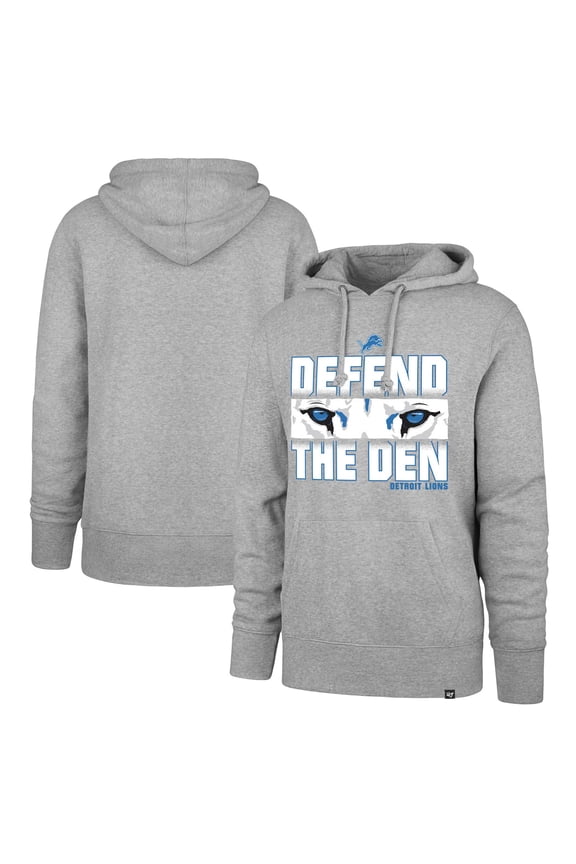 Men's '47 Gray Detroit Lions Regional Headline Pullover Hoodie