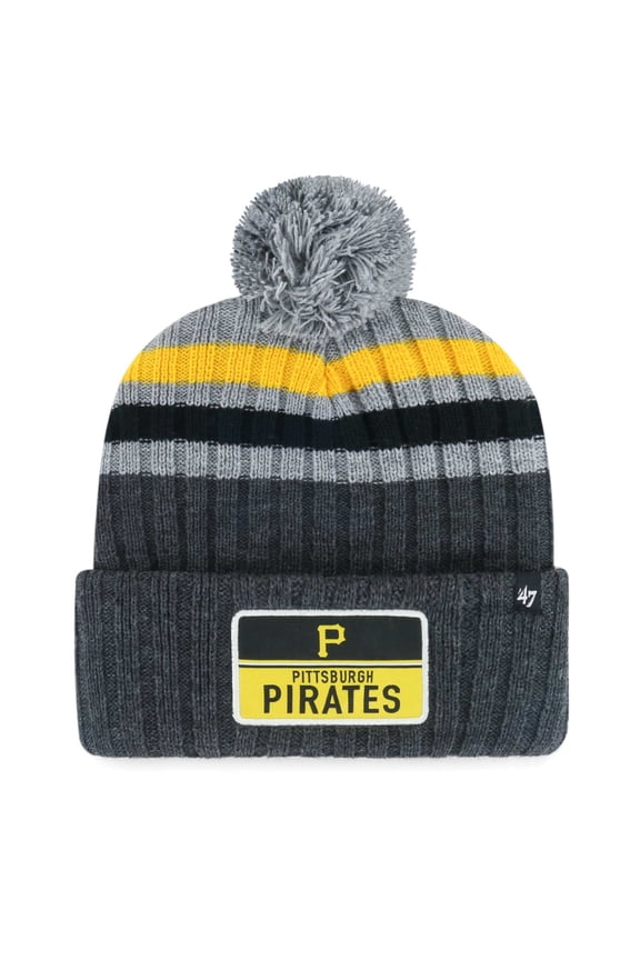 Men's '47 Gray Pittsburgh Pirates Stack Cuffed Knit Hat with Pom