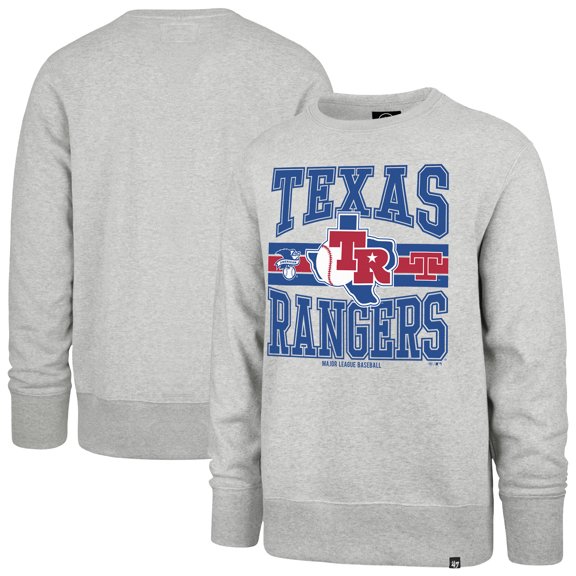 Men's '47  Gray Texas Rangers Letters Headline Pullover Sweatshirt