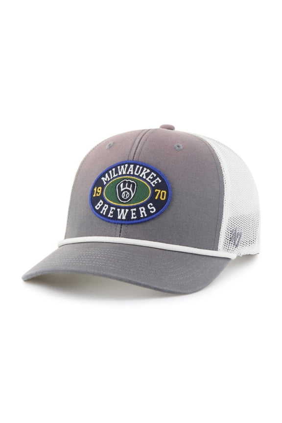 Men's '47 Gray/White Milwaukee Brewers Tide Sweep Rope Trucker Adjustable Hat