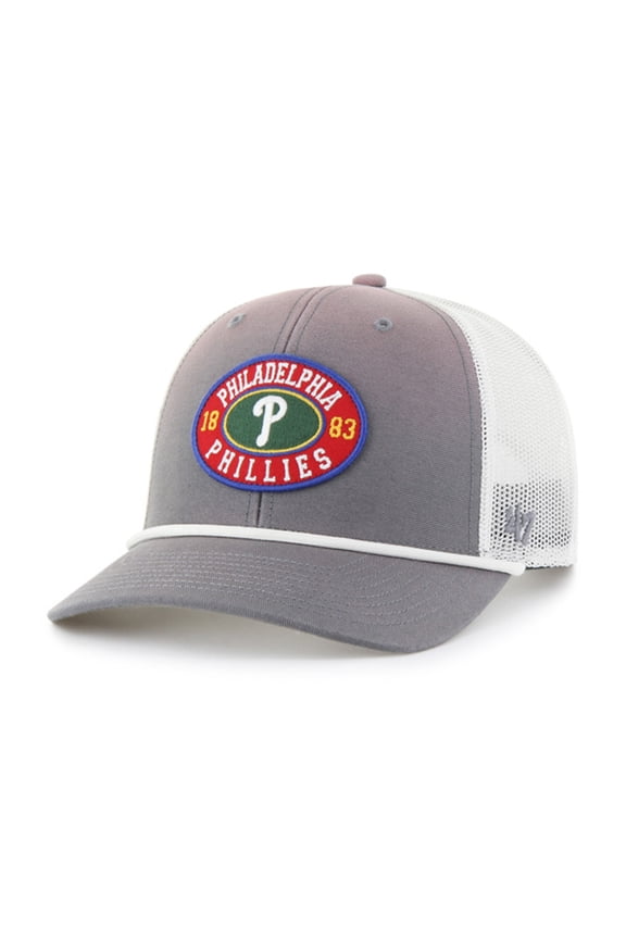 Men's '47 Gray/White Philadelphia Phillies Tide Sweep Rope Trucker Adjustable Hat