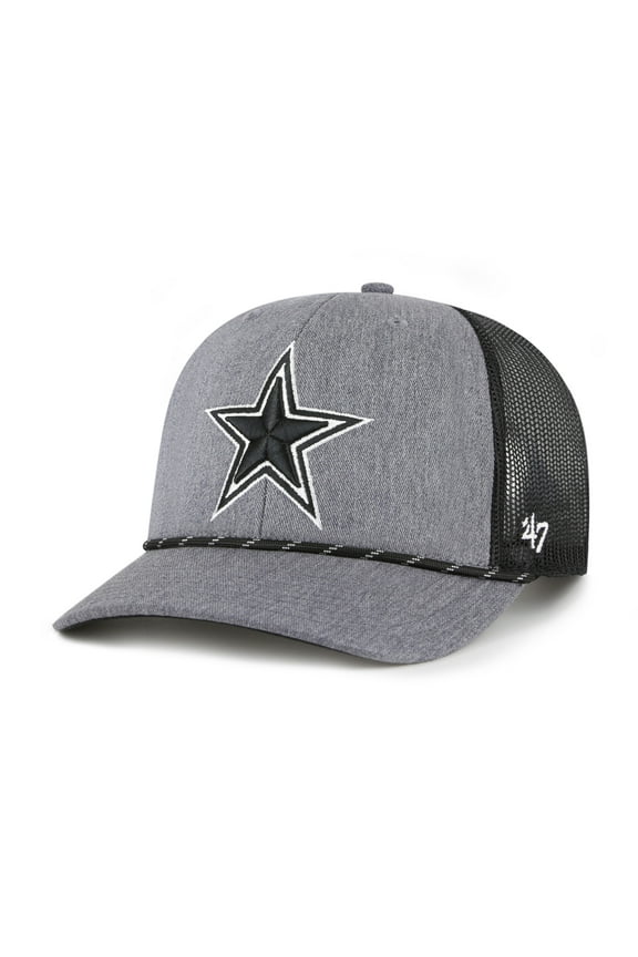 Men's-'47  Heather Charcoal Dallas Cowboys Carbon Rope Trucker Adjustable Hat