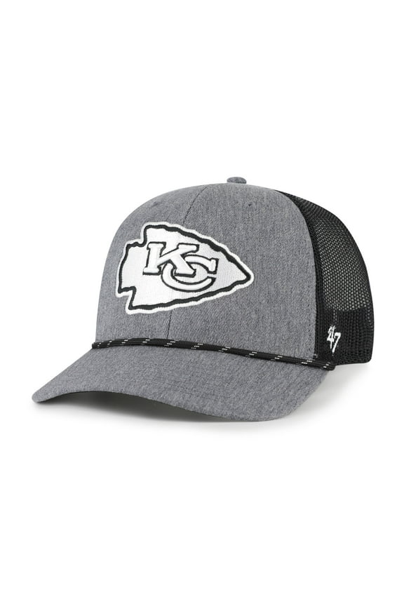 Men's '47 Heather Charcoal Kansas City Chiefs Carbon Rope Trucker Adjustable Hat