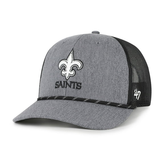 Men's '47 Heather Charcoal New Orleans Saints Carbon Rope Trucker Adjustable Hat