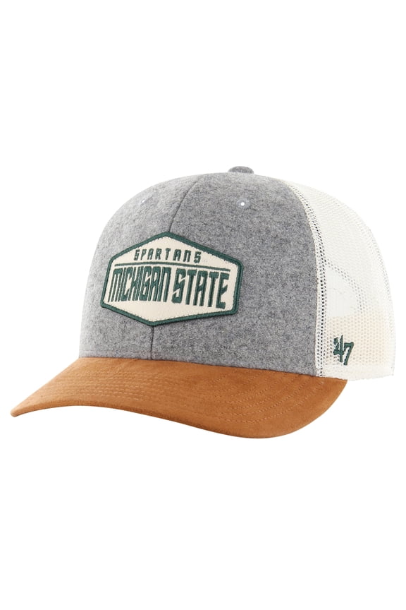 Men's '47 Heather Gray Michigan State Spartans Drover Trucker Adjustable Hat