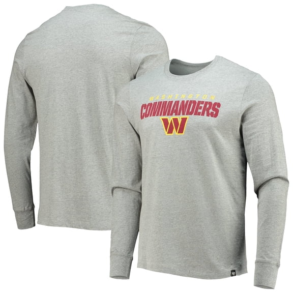Men's '47 Heathered Gray Washington Commanders Traction Super Rival Long Sleeve T-Shirt