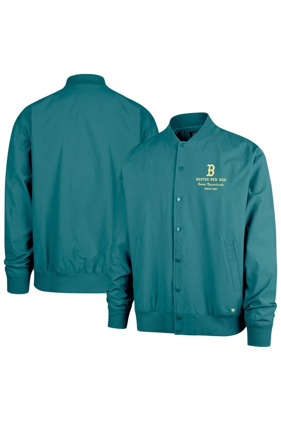 Men's '47 Hunter Green Boston Red Sox Anderson Twill Full-Snap Bomber Jacket