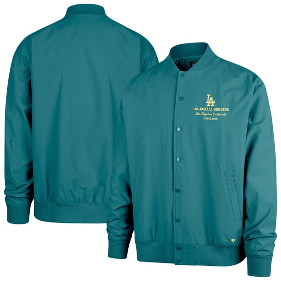 Men's '47  Hunter Green Los Angeles Dodgers Anderson Twill Full-Snap Bomber Jacket