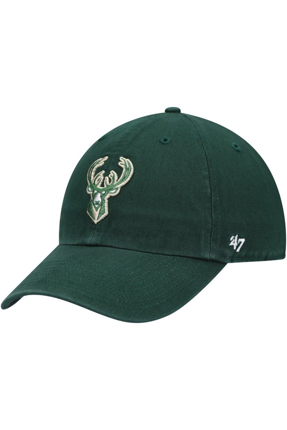 Men's '47  Hunter Green Milwaukee Bucks Core Logo Clean Up Adjustable Hat